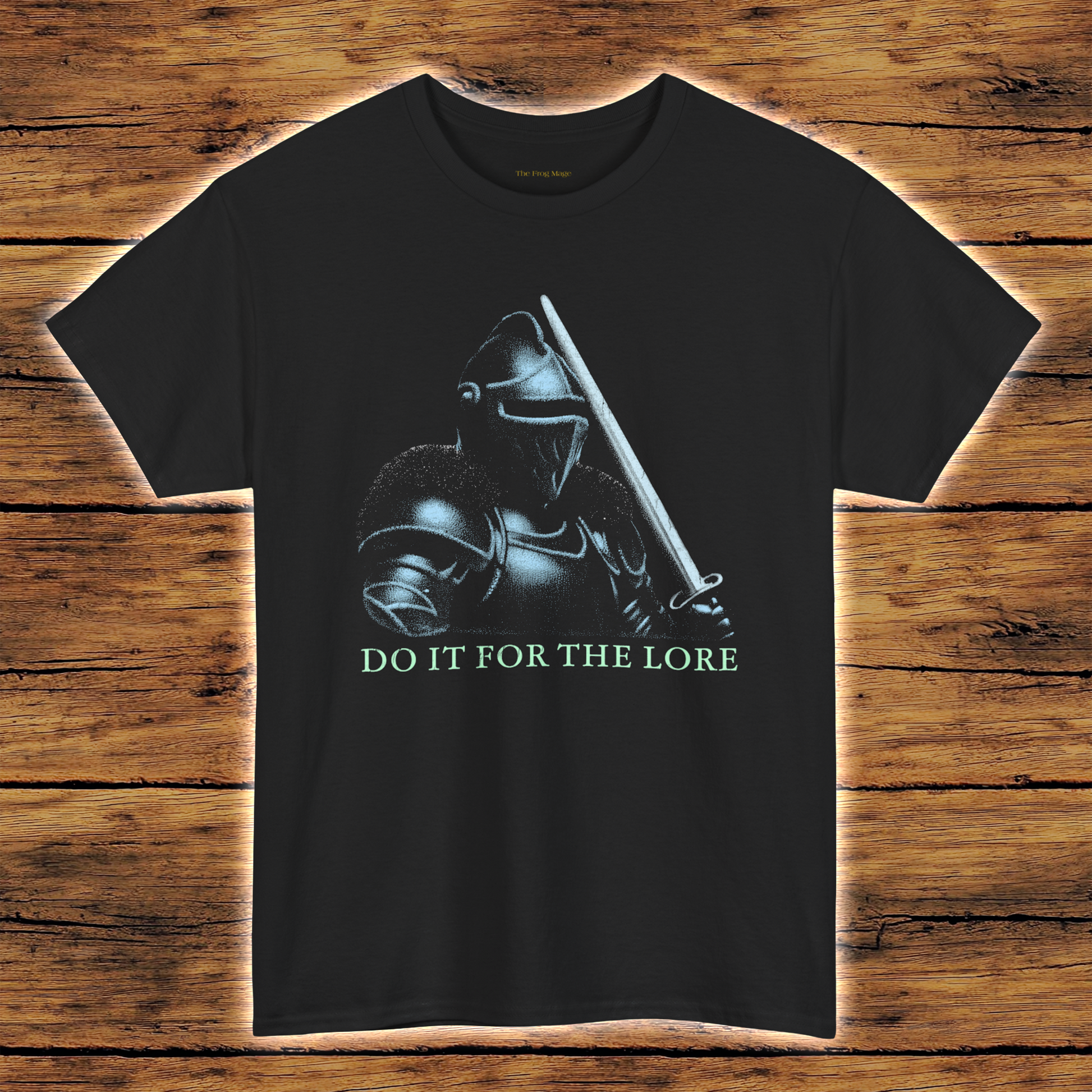 Black T-Shirt with knight and text "Do it for the lore"