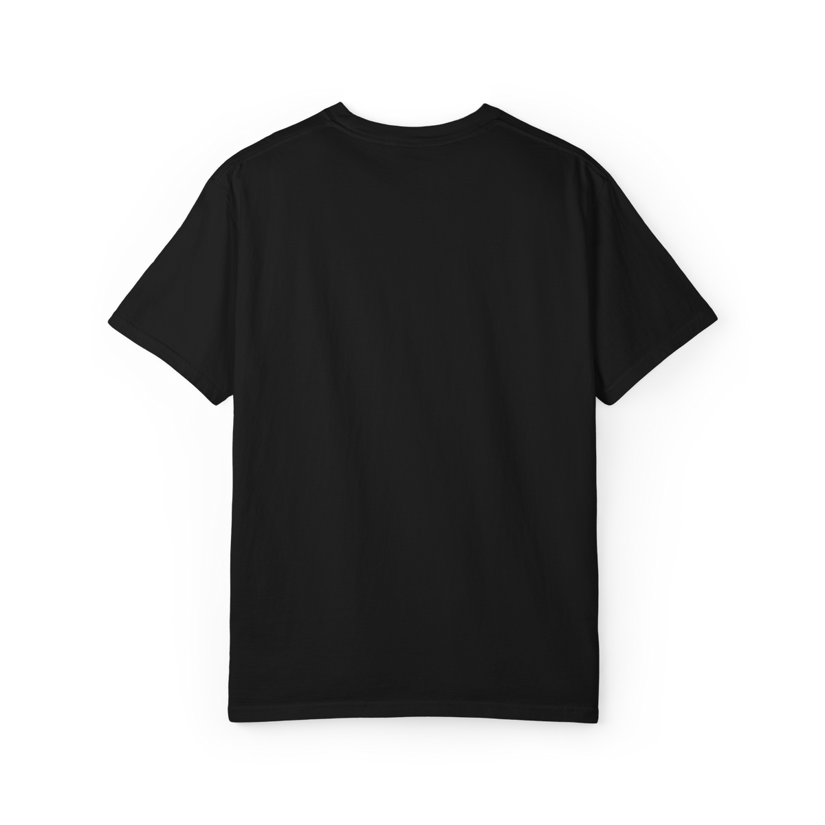 Back of Black t-shirt on a white background