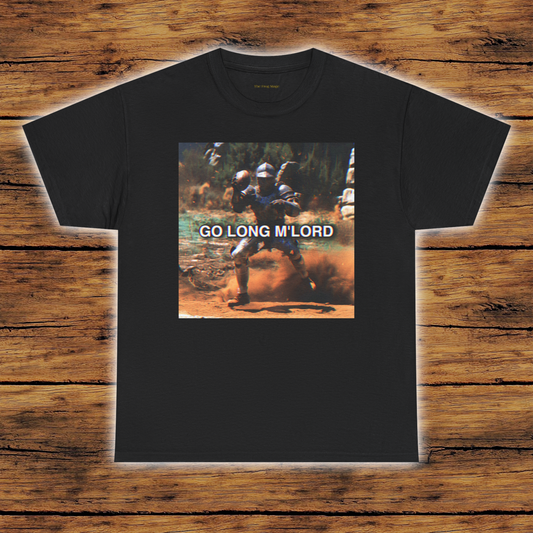 GO LONG M'LORD Medieval Fantasy Knight Football T-Shirt